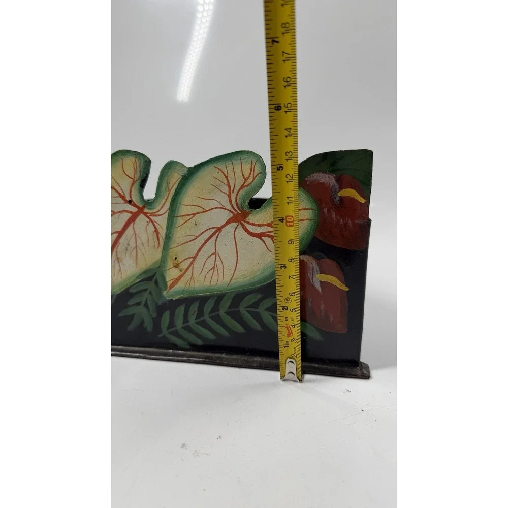 Vtg Hand Painted Metal Planter Pot TOLE Floral